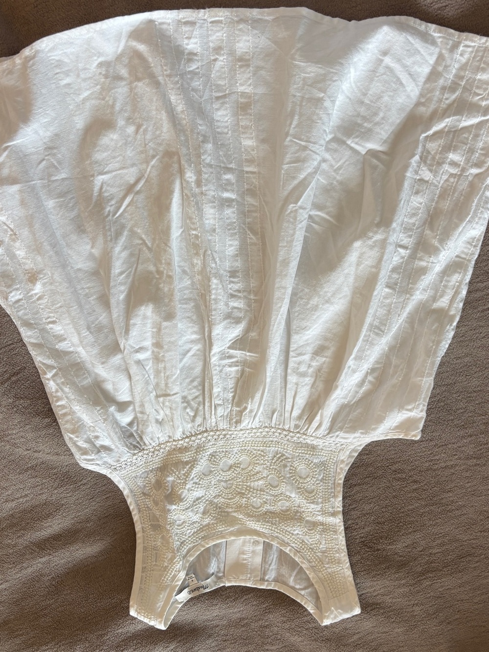 Madewell White Embroidered Cotton One-Piece Bodysuit